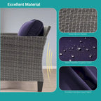 Ensemble de canapé de patio 3 pièces BONOSUKI en rotin gris avec table d'appoint