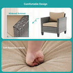 Ensemble de canapé de patio 3 pièces BONOSUKI en rotin gris avec table d'appoint