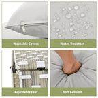 Ensemble de mobilier de patio rond 6 pièces, canapé d'angle d'extérieur avec auvent rétractable, sièges séparés et coussins amovibles