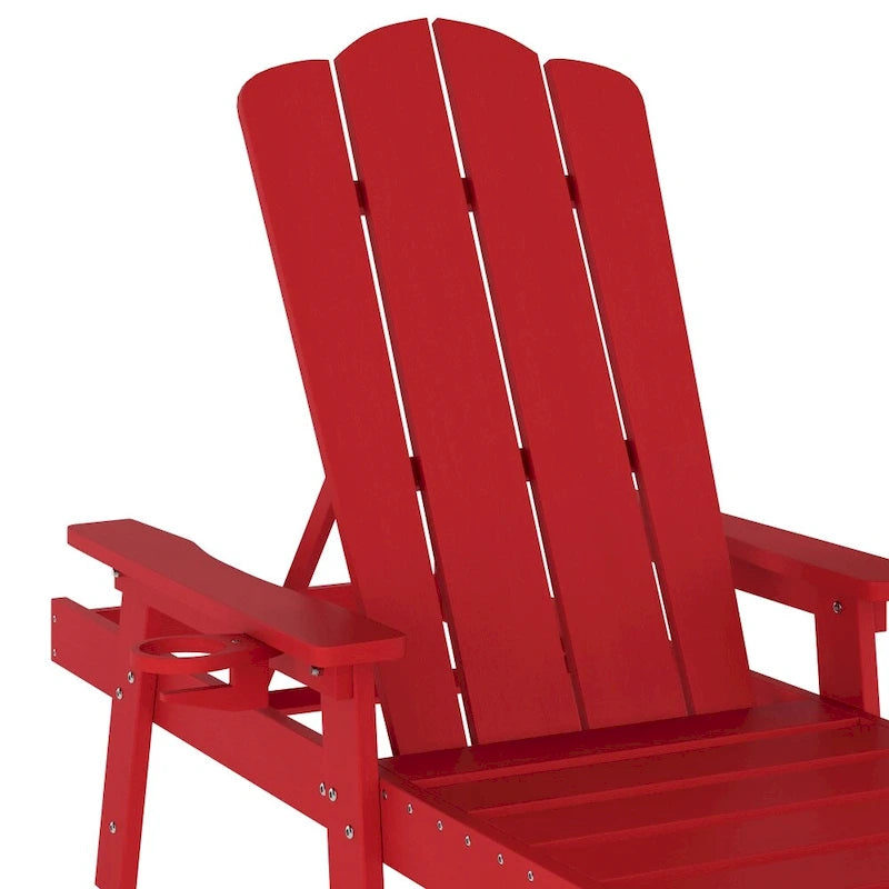Chaise longue Adirondack réglable pour intérieur et extérieur avec porte-gobelet dépliable