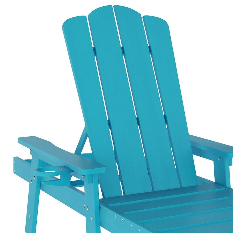 Chaise longue Adirondack réglable pour intérieur et extérieur avec porte-gobelet dépliable