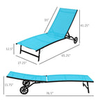 Chaise longue d'extérieur Outsunny, fauteuil de jardin 2 pièces à roulettes, chaise de bronzage avec 5 positions réglables