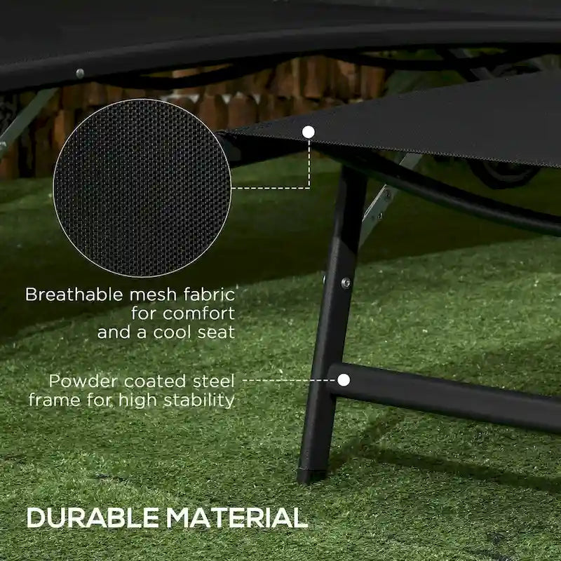 Chaise longue d'extérieur Outsunny, fauteuil de jardin 2 pièces à roulettes, chaise de bronzage avec 5 positions réglables