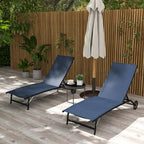 Chaise longue d'extérieur Outsunny, fauteuil de jardin 2 pièces à roulettes, chaise de bronzage avec 5 positions réglables