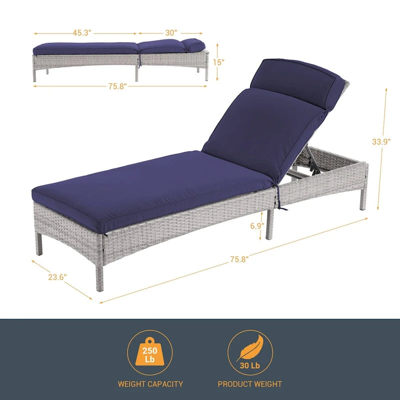 Fauteuil de jardin LIVOOSUN en rotin, coussin déperlant