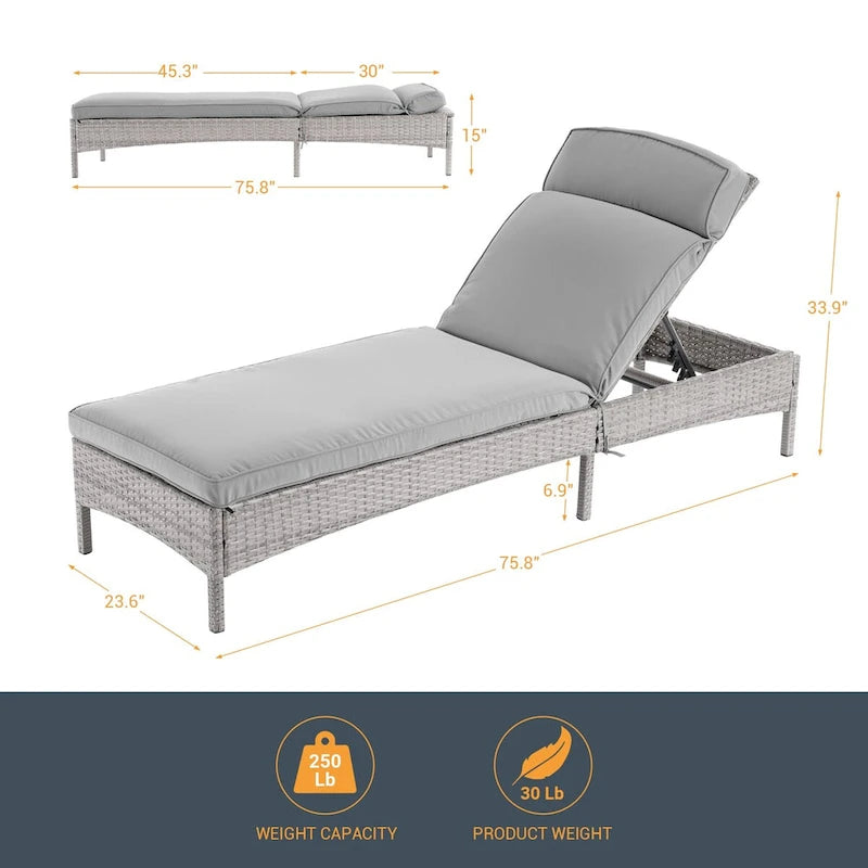 Fauteuil de jardin LIVOOSUN en rotin, coussin déperlant