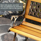 Banc de parc classique d'extérieur en bois à lattes, banc avec structure en acier pour cour, patio, jardin, balcon et terrasse.