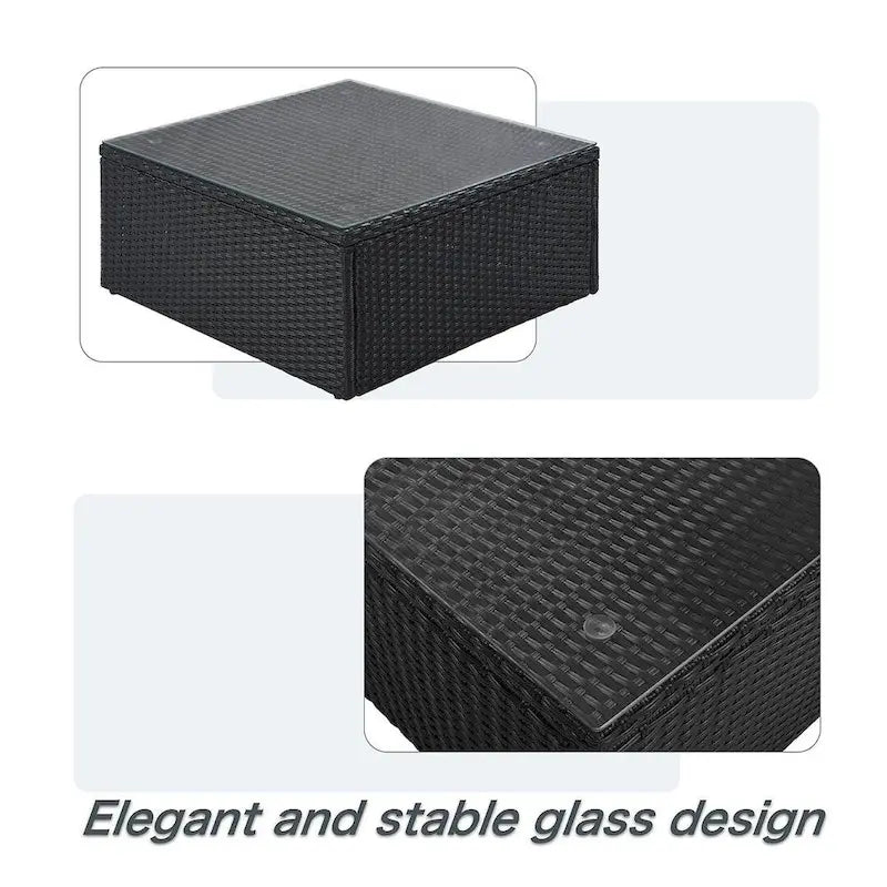 Ensemble de canapés d'extérieur en osier 7 pièces, canapé-lit en rotin