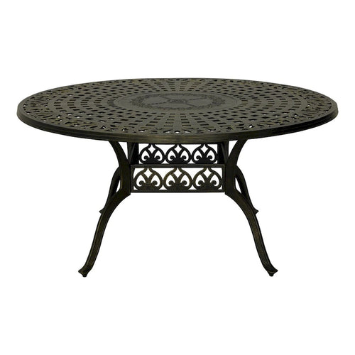 Table ronde élégante en aluminium moulé ajouré de 59 pouces - Bronze