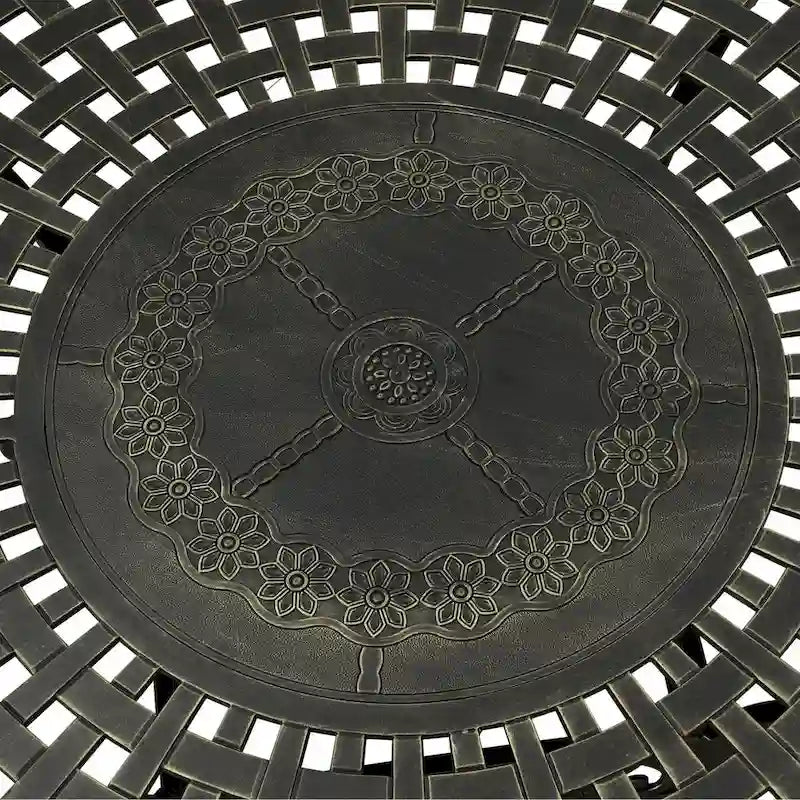 Table ronde élégante en aluminium moulé ajouré de 59 pouces - Bronze