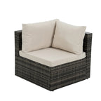 Mobilier de patio, mobilier d'extérieur, mobilier saisonnier en résine tressée, ensemble de 6 meubles en résine tressée avec table basse en verre trempé