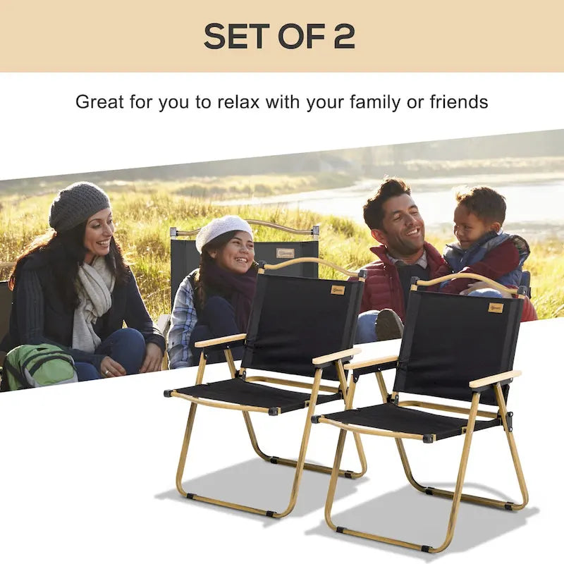 Lot de 2 chaises de camping pliantes, chaises de plage légères et portables, idéales pour les festivals, les pique-niques et la randonnée.