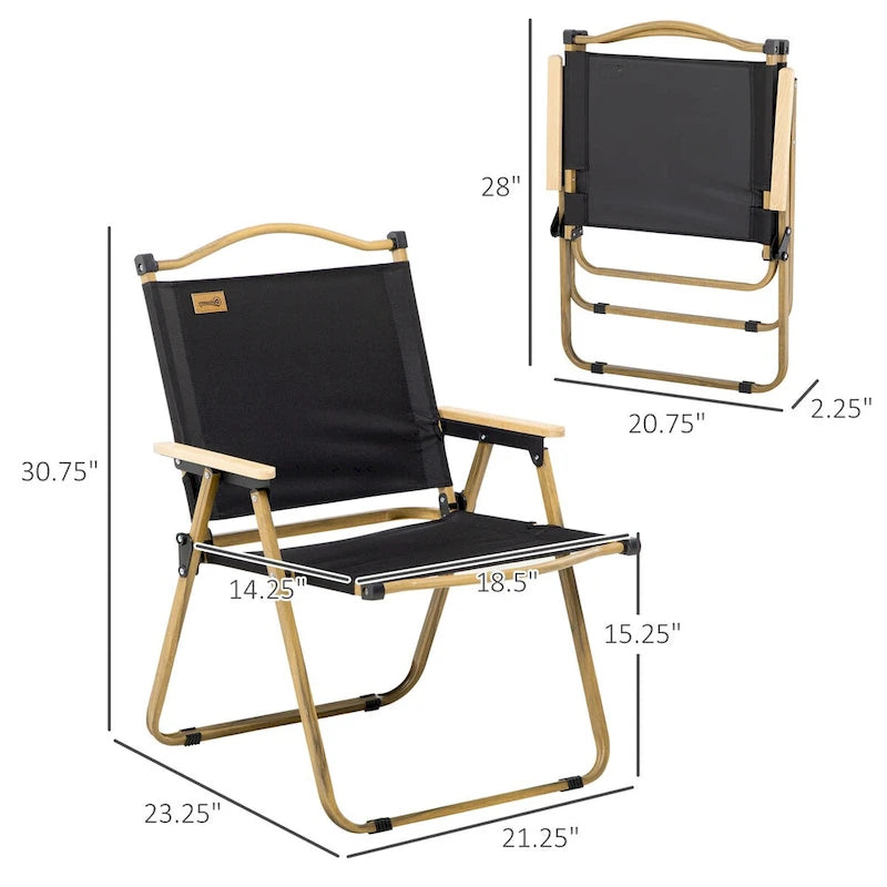 Lot de 2 chaises de camping pliantes, chaises de plage légères et portables, idéales pour les festivals, les pique-niques et la randonnée.