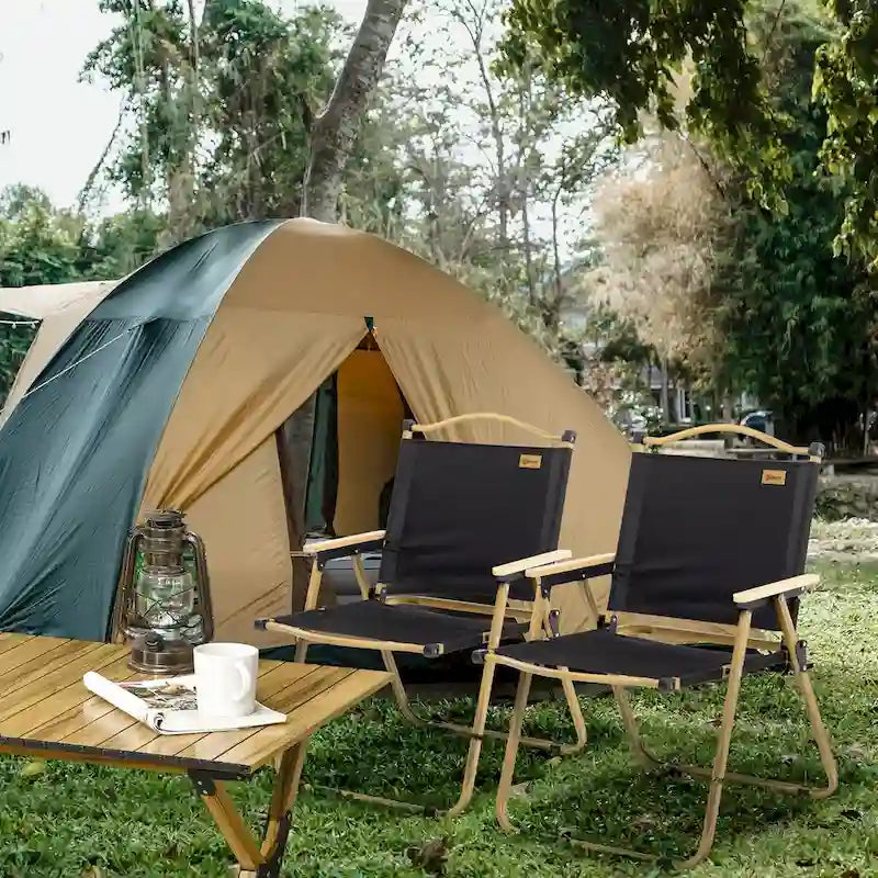 Lot de 2 chaises de camping pliantes, chaises de plage légères et portables, idéales pour les festivals, les pique-niques et la randonnée.