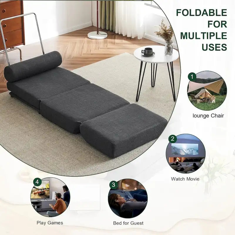 Fauteuil une place, canapé-lit une place pliable avec oreiller