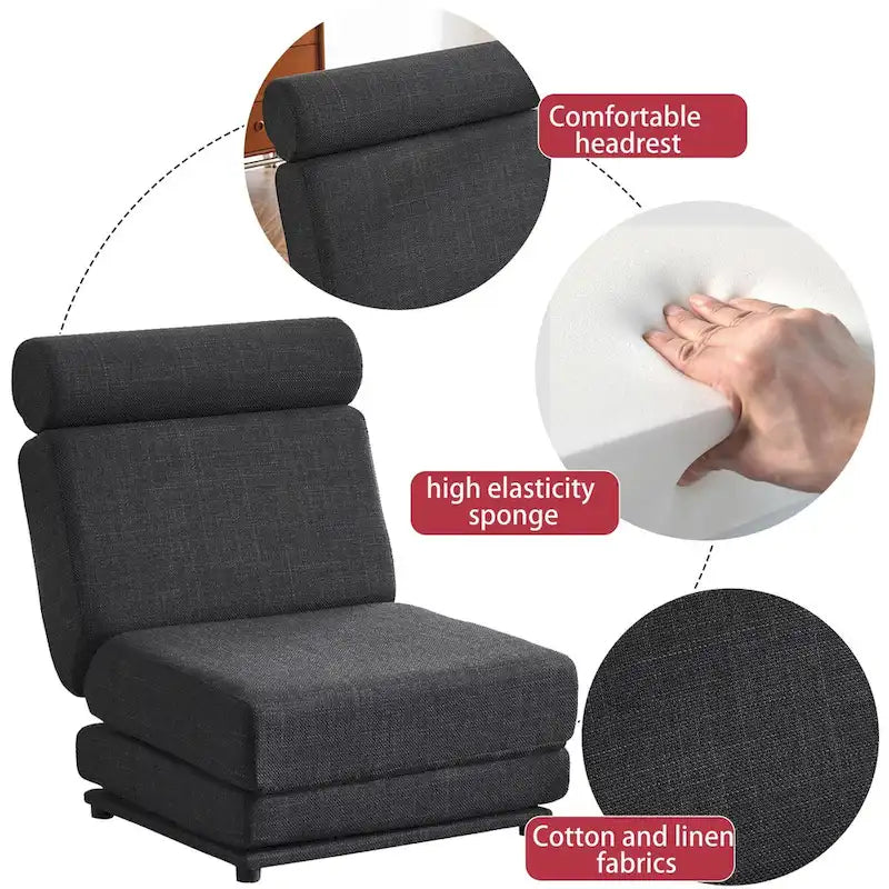 Fauteuil une place, canapé-lit une place pliable avec oreiller
