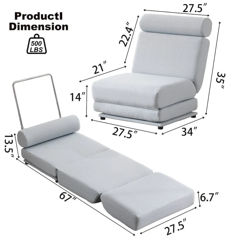 Fauteuil une place, canapé-lit une place pliable avec oreiller