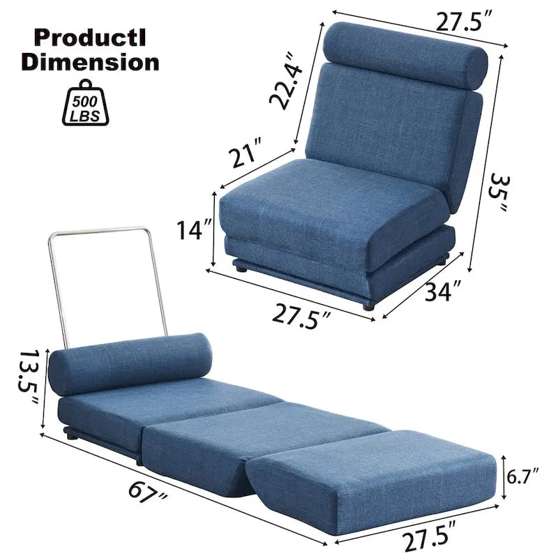 Fauteuil une place, canapé-lit une place pliable avec oreiller
