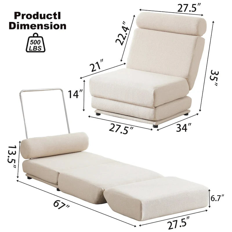 Fauteuil une place, canapé-lit une place pliable avec oreiller