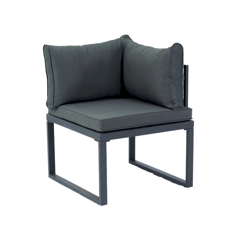 Ensemble de 4 pièces de conversation en résine tressée en forme de L pour patio, canapé d'angle 5 places avec table d'appoint et table basse.