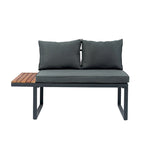 Ensemble de 4 pièces de conversation en résine tressée en forme de L pour patio, canapé d'angle 5 places avec table d'appoint et table basse.