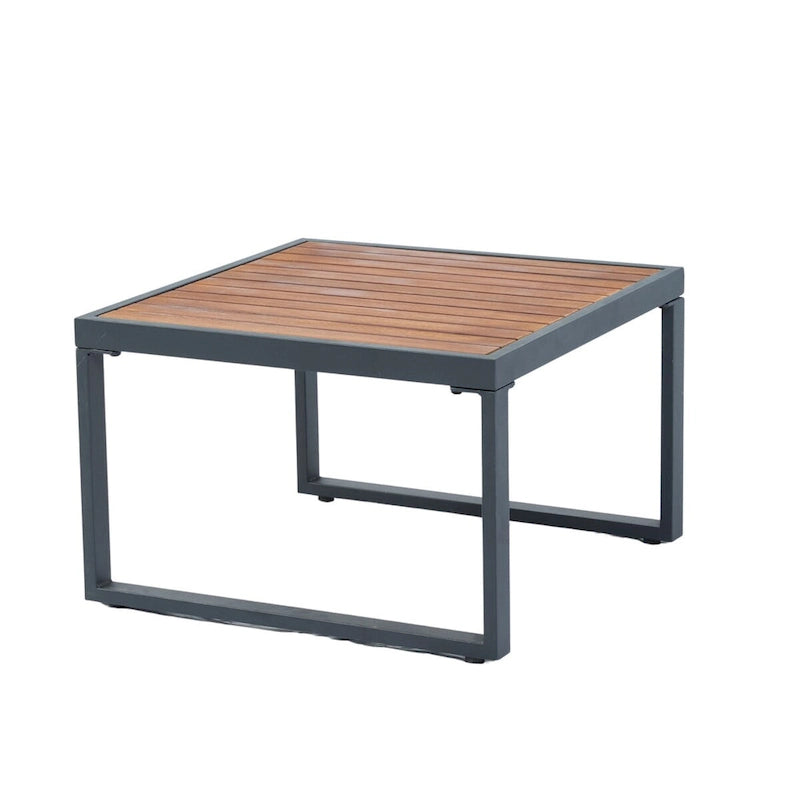 Ensemble de 4 pièces de conversation en résine tressée en forme de L pour patio, canapé d'angle 5 places avec table d'appoint et table basse.