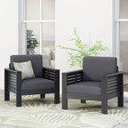 Fauteuils de jardin en bois d'acacia avec coussins, ensemble de 2 chaises de patio