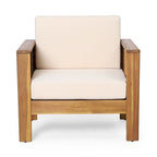 Fauteuils de jardin en bois d'acacia avec coussins, ensemble de 2 chaises de patio
