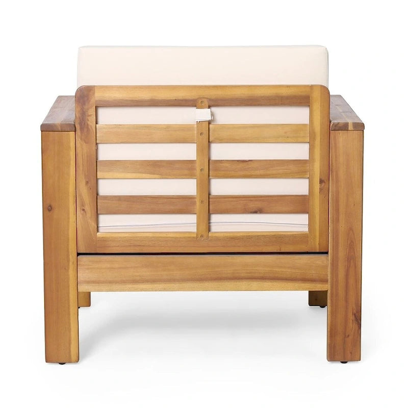 Fauteuils de jardin en bois d'acacia avec coussins, ensemble de 2 chaises de patio