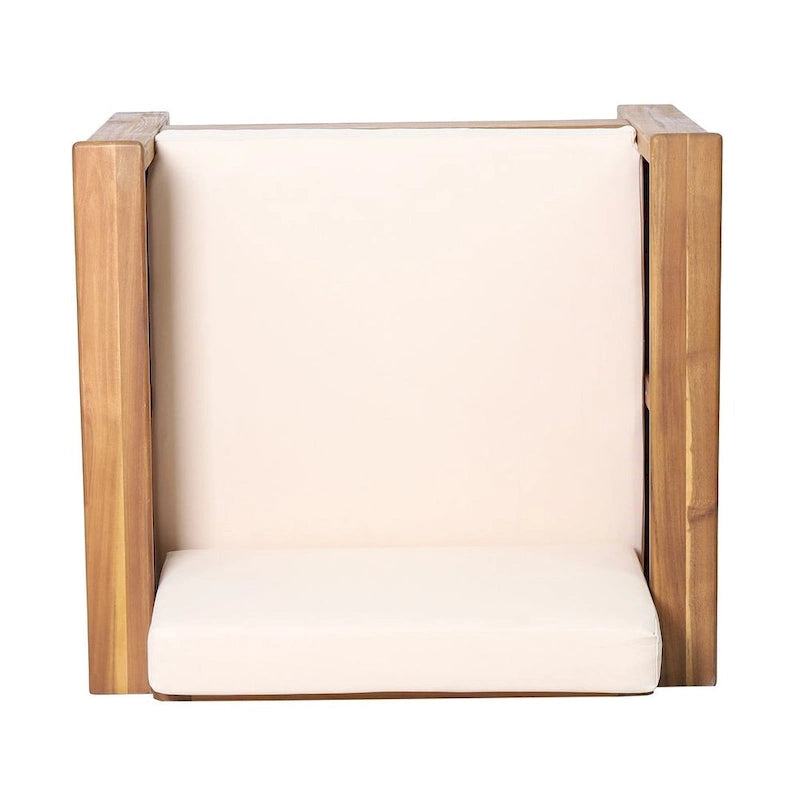 Fauteuils de jardin en bois d'acacia avec coussins, ensemble de 2 chaises de patio
