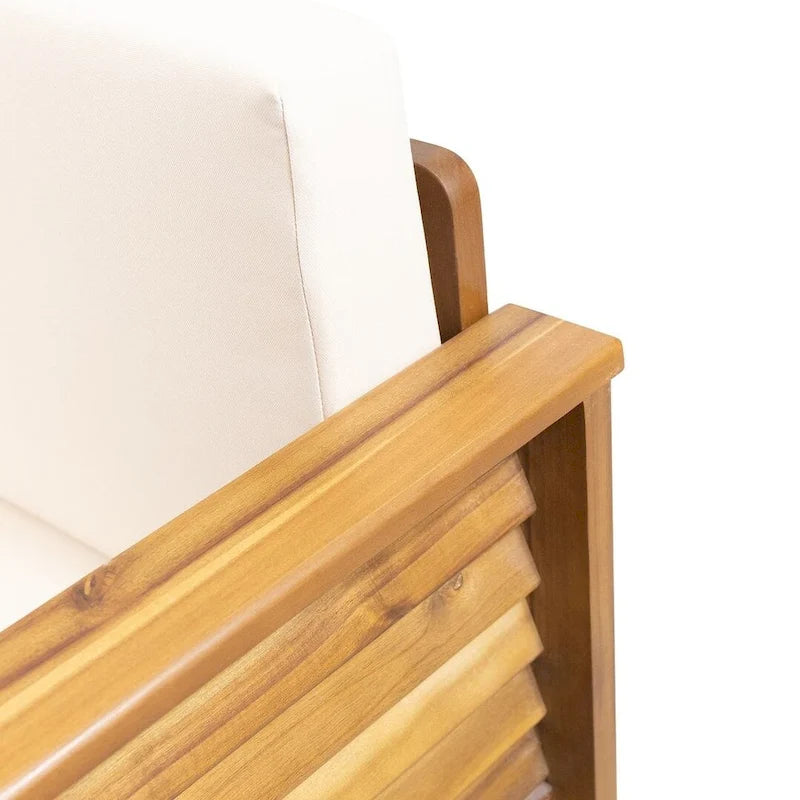 Fauteuils de jardin en bois d'acacia avec coussins, ensemble de 2 chaises de patio