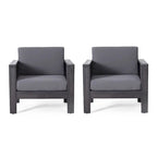 Fauteuils de jardin en bois d'acacia avec coussins, ensemble de 2 chaises de patio