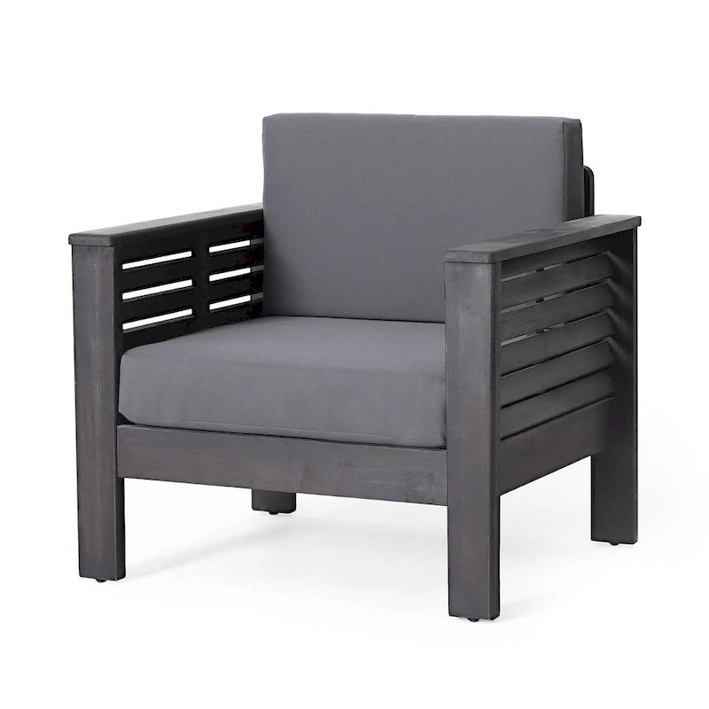 Fauteuils de jardin en bois d'acacia avec coussins, ensemble de 2 chaises de patio
