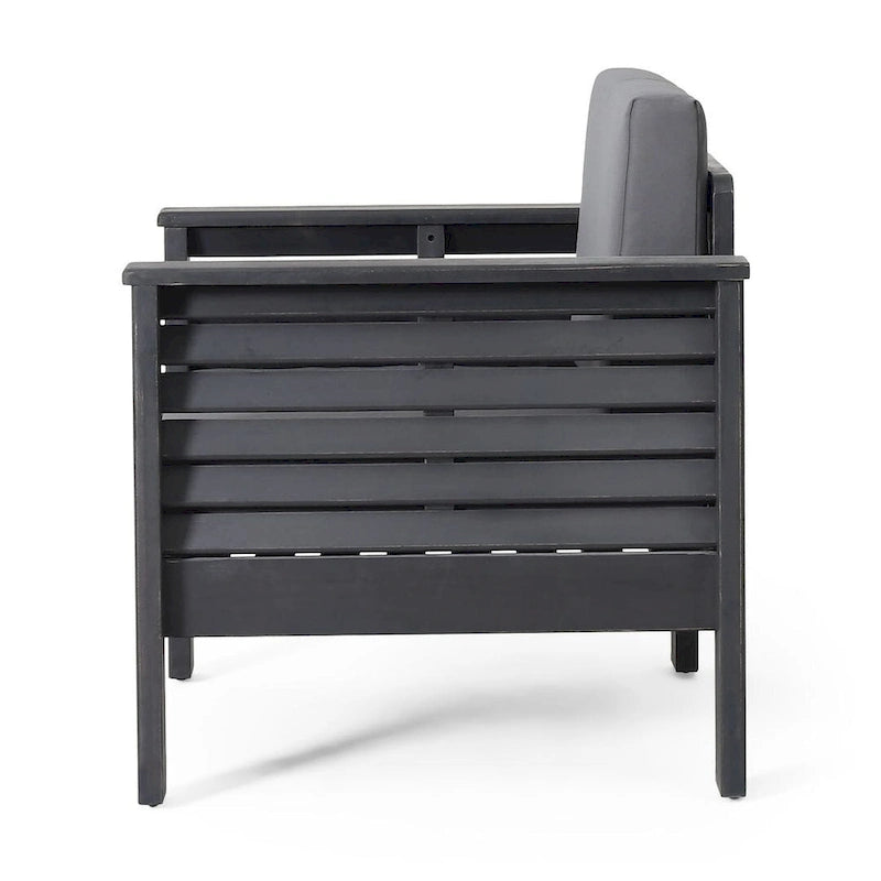 Fauteuils de jardin en bois d'acacia avec coussins, ensemble de 2 chaises de patio