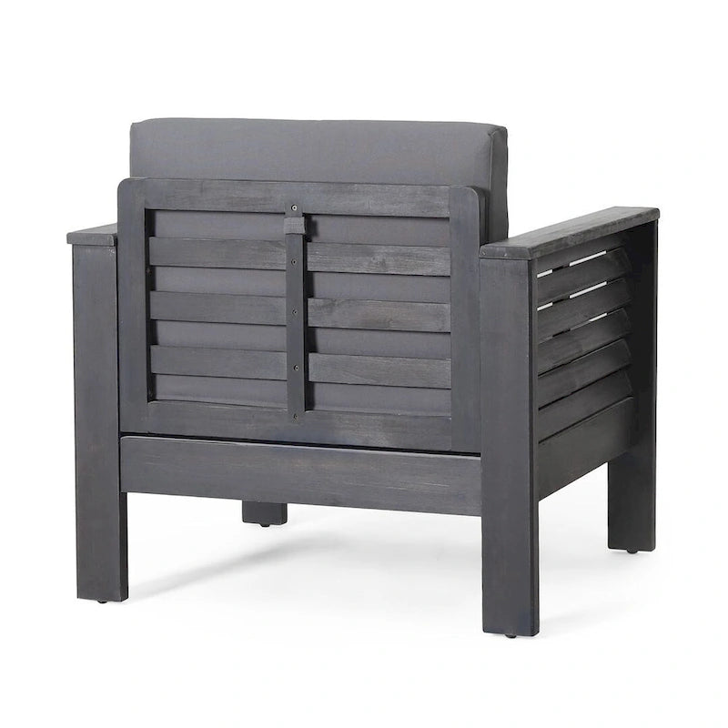 Fauteuils de jardin en bois d'acacia avec coussins, ensemble de 2 chaises de patio