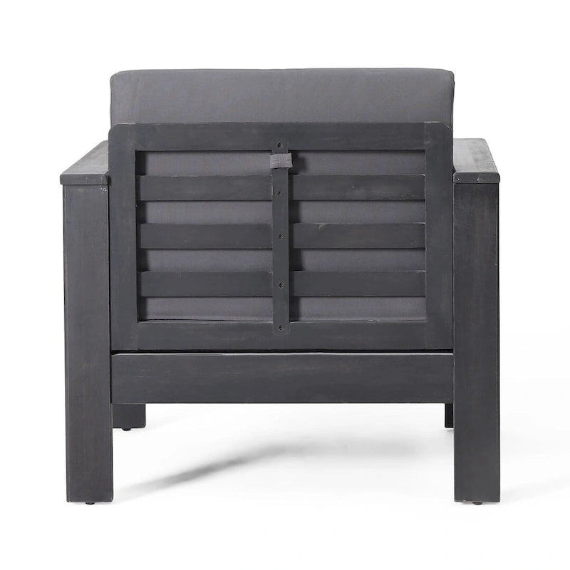 Fauteuils de jardin en bois d'acacia avec coussins, ensemble de 2 chaises de patio