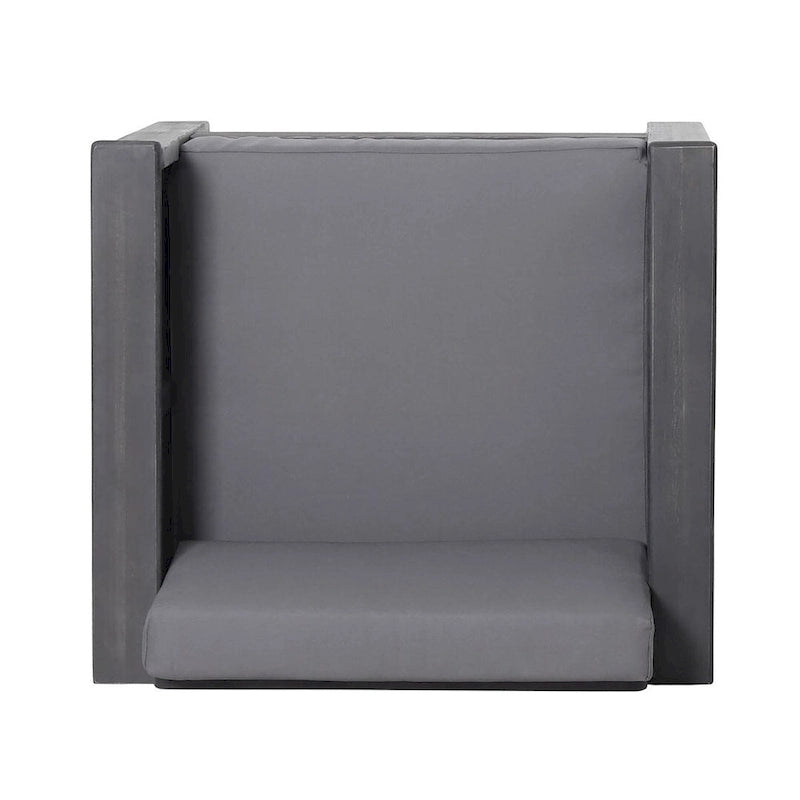 Fauteuils de jardin en bois d'acacia avec coussins, ensemble de 2 chaises de patio