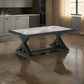 Tira 48 Inch Outdoor Coffee Table, Tile Top, Black, Light Gray Finish