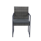 Ensemble de salle à manger d'extérieur 9 pièces avec chaises en rotin et plateau en verre, gain de place.