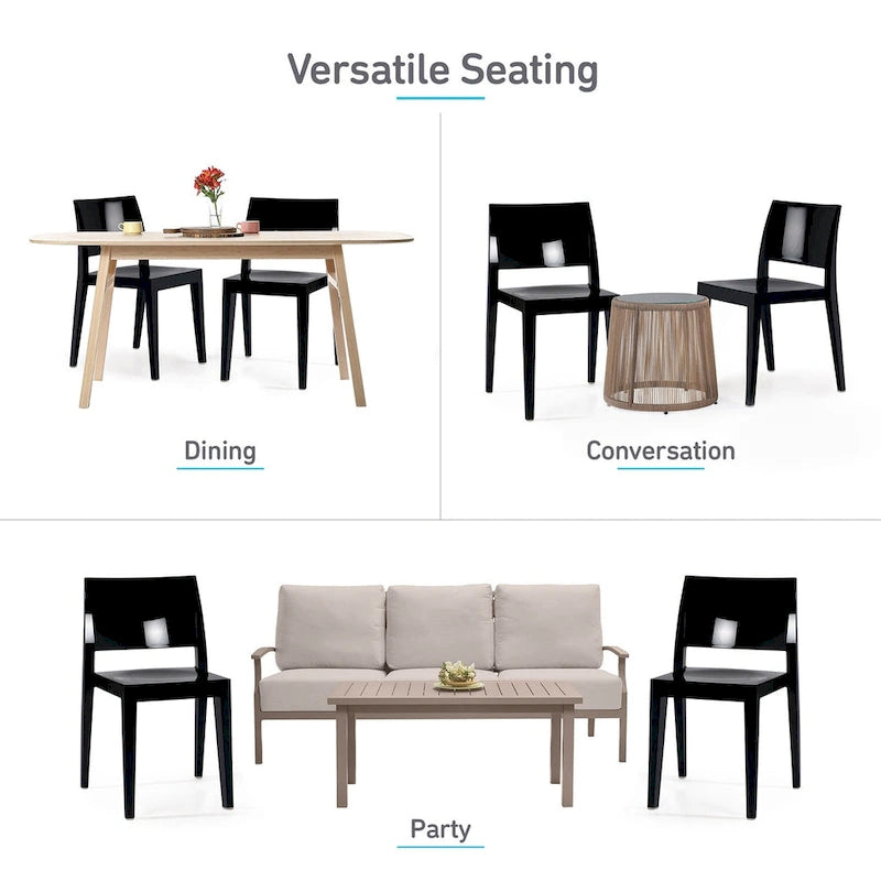 Chaises d'appoint empilables modernes WRGHOME pour terrasse, intérieur/extérieur (lot de 2) - 79 cm H x 49 cm L x 50 cm P