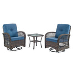 Ensemble de 3 fauteuils pivotants à bascule d'extérieur Gymojoy - Marron