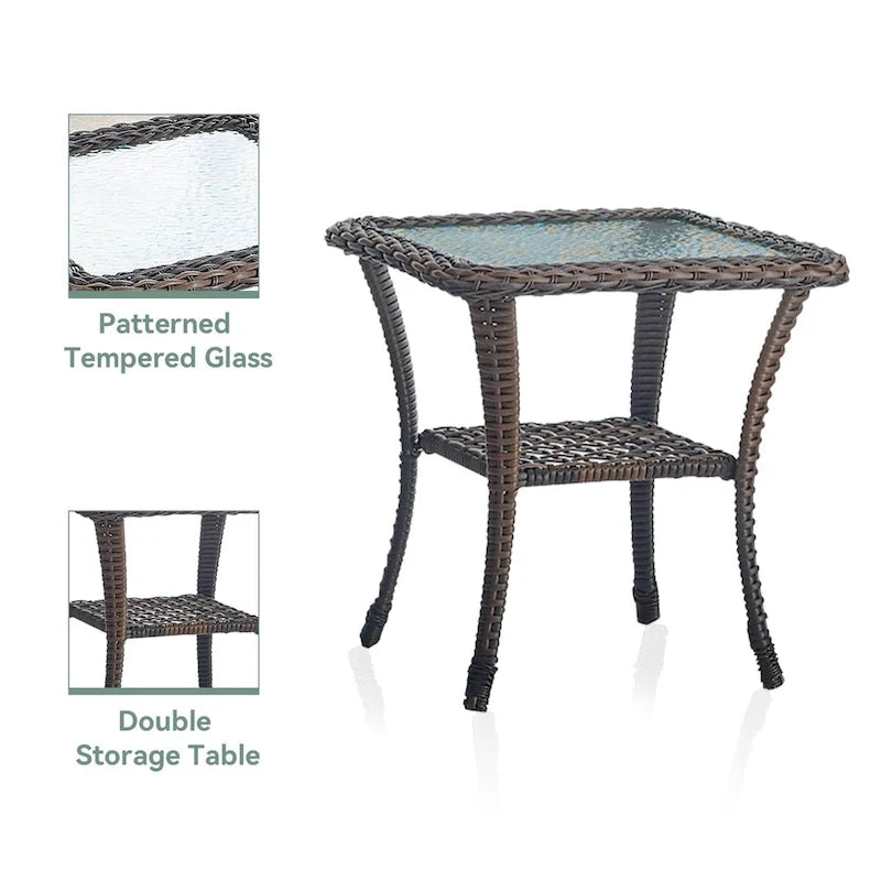 Ensemble de 3 fauteuils pivotants à bascule d'extérieur Gymojoy - Marron
