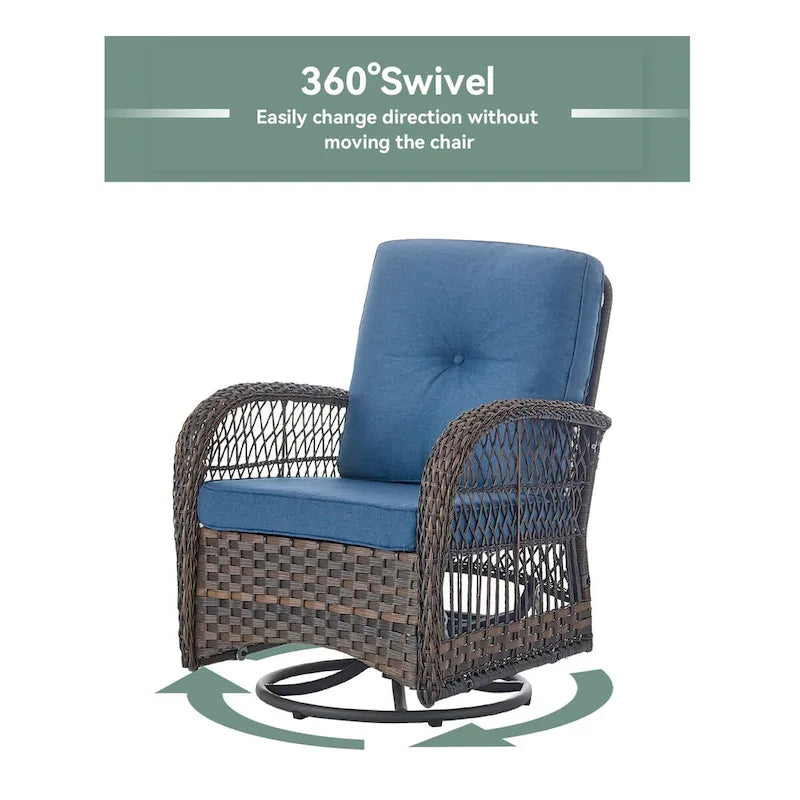 Ensemble de 3 fauteuils pivotants à bascule d'extérieur Gymojoy - Marron