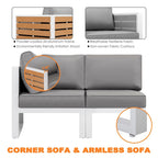 Ensemble de canapés d'extérieur, tables, ensemble de canapés d'extérieur en aluminium