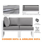 Ensemble de canapés d'extérieur, tables, ensemble de canapés d'extérieur en aluminium