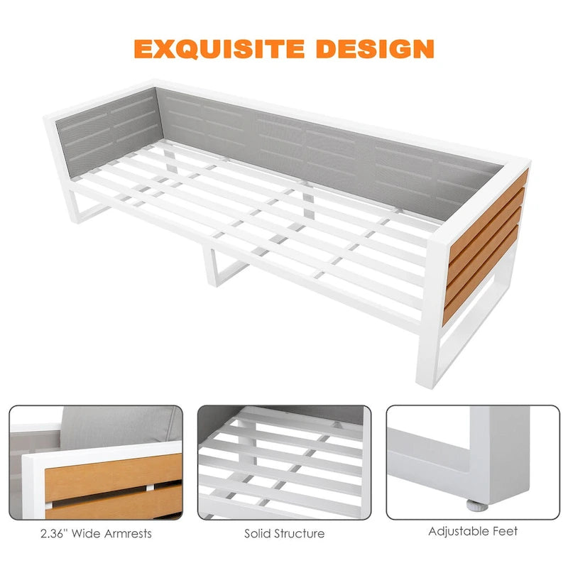 Ensemble de canapés d'extérieur, tables, ensemble de canapés d'extérieur en aluminium