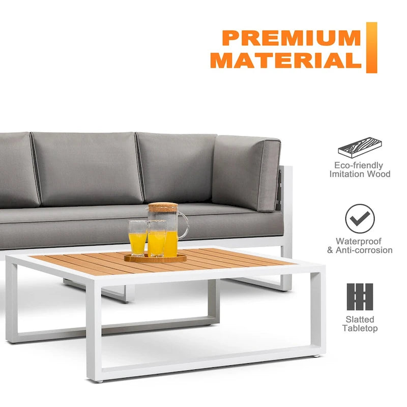 Ensemble de canapés d'extérieur, tables, ensemble de canapés d'extérieur en aluminium