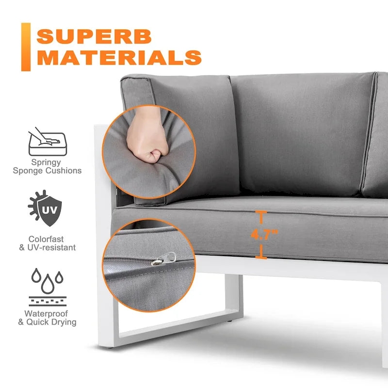 Ensemble de canapés d'extérieur, tables, ensemble de canapés d'extérieur en aluminium