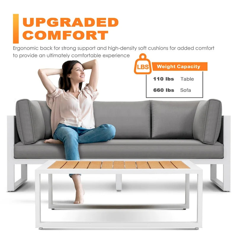 Ensemble de canapés d'extérieur, tables, ensemble de canapés d'extérieur en aluminium