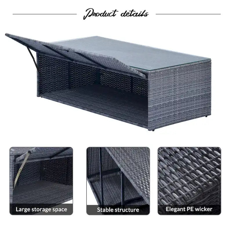 Ensemble de canapé d'angle 6 pièces en rotin PE résistant aux intempéries pour patio, avec table basse et coussins